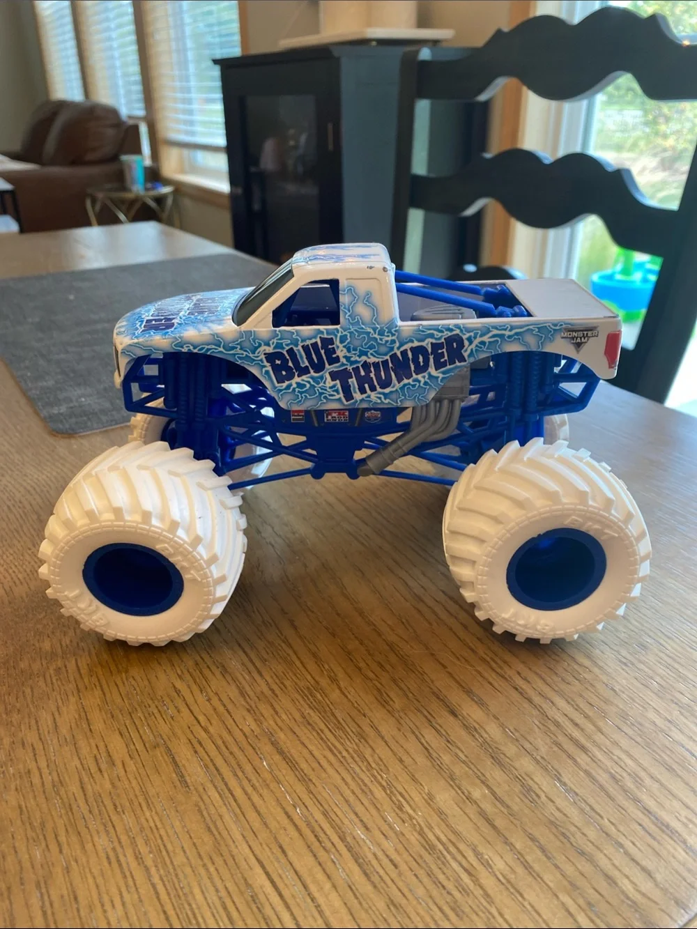Blue Thunder Monster Truck Toy - Blue and White Ice 1:24